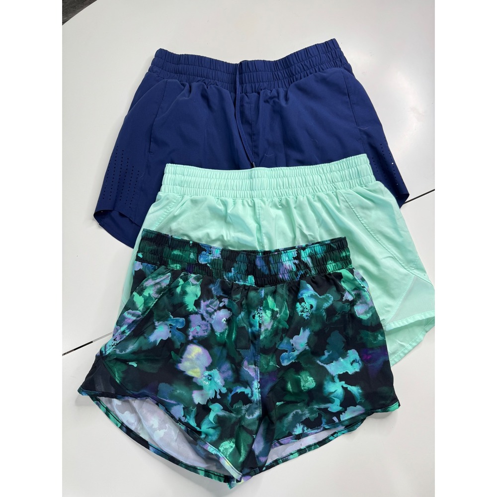All in Motion JoyLab Womens Athletic Shorts Bundle Small Navy Mint Floral 3pk